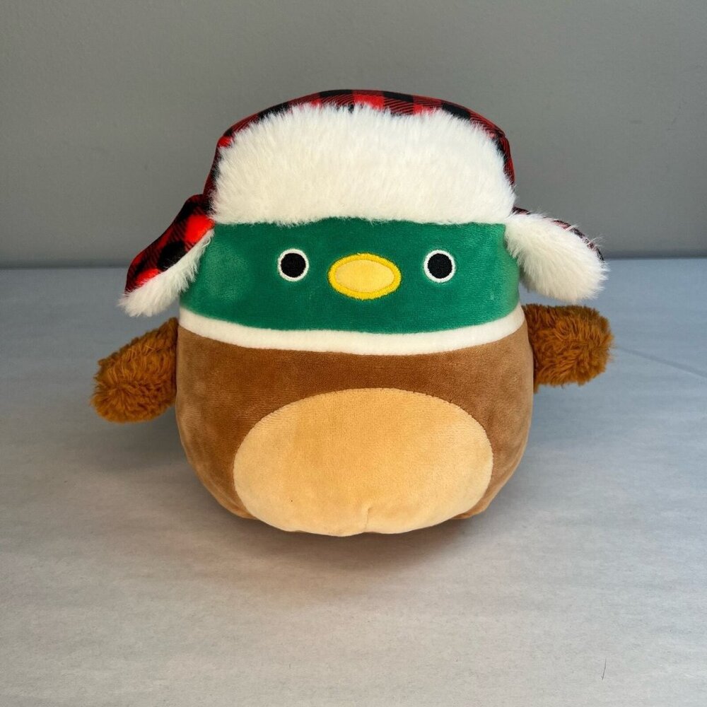 Squishmallow Avery Mallard Duck Winter Trapper Hat Christmas Plush